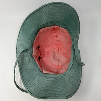 French Army Bush Hat L Large 58cm Boonie Style Green Canvas Wide Brim Chin Strap