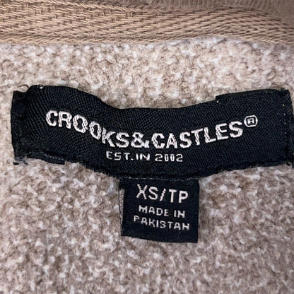 Crooks and Castles Hoodie Hooded Sweatshirt Streetwear Beige Unisex XS X-Small
