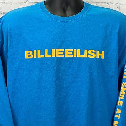 Billie Eilish Don’t Smile At Me T Shirt XL X-Large Blue Long Sleeve Pop Music