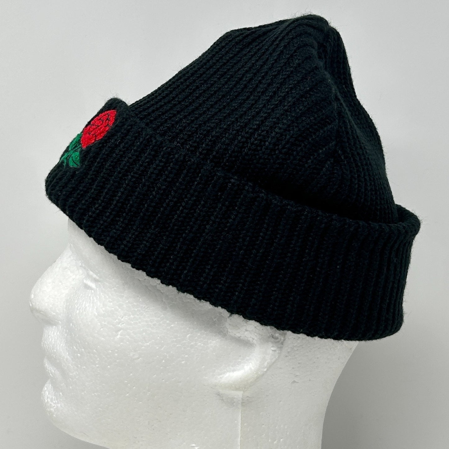 Chinatown Market Studios Rose Beanie Winter Hat Toque Flip Cuffed Black