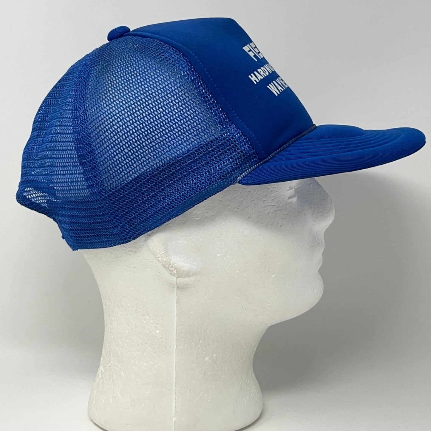 Vintage 80s Fields Hardware Trucker Hat Baseball Cap Waynesville Snapback Blue