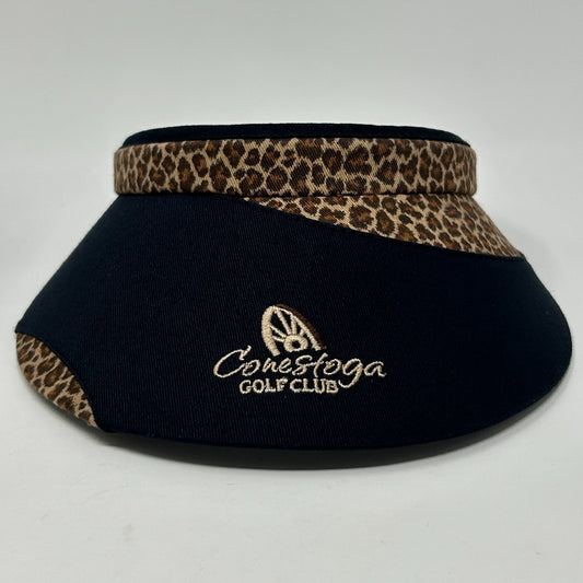 Vintage 90s Conestoga Golf Club Visor Hat Golfer Mesquite Leopard Print Black