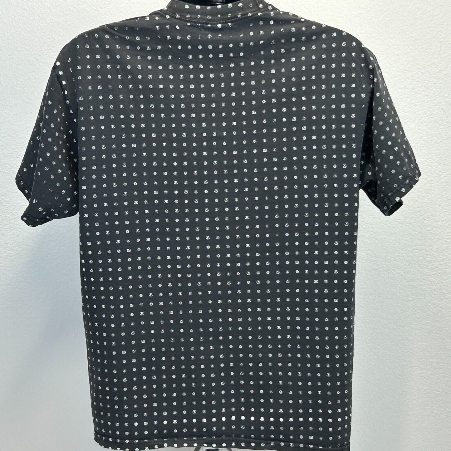 Camiseta vintage Stussy AOP de los años 90 con estampado integral, para hombre, color negro