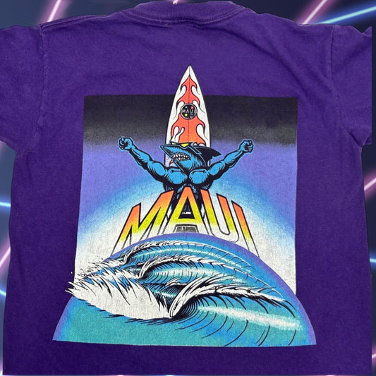 Vintage Maui and Sons T Shirt Youth Medium 10-12 Surfing Surfer Kids Boys Purple