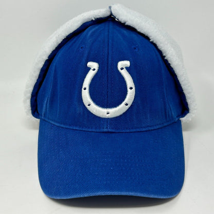 Gorra de béisbol con correa trasera azul de los Indianapolis Colts Trapper con orejeras de la NFL para invierno