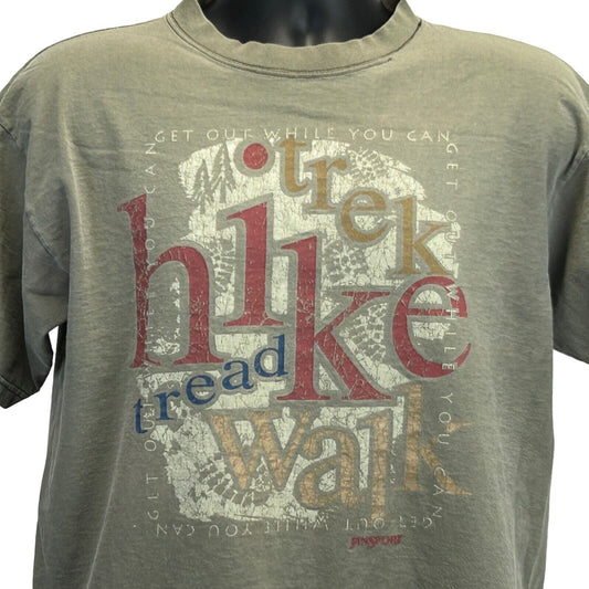 Camiseta vintage JanSport Hike Trek Tread Walk de los años 90 para hombre, color beige, talla mediana