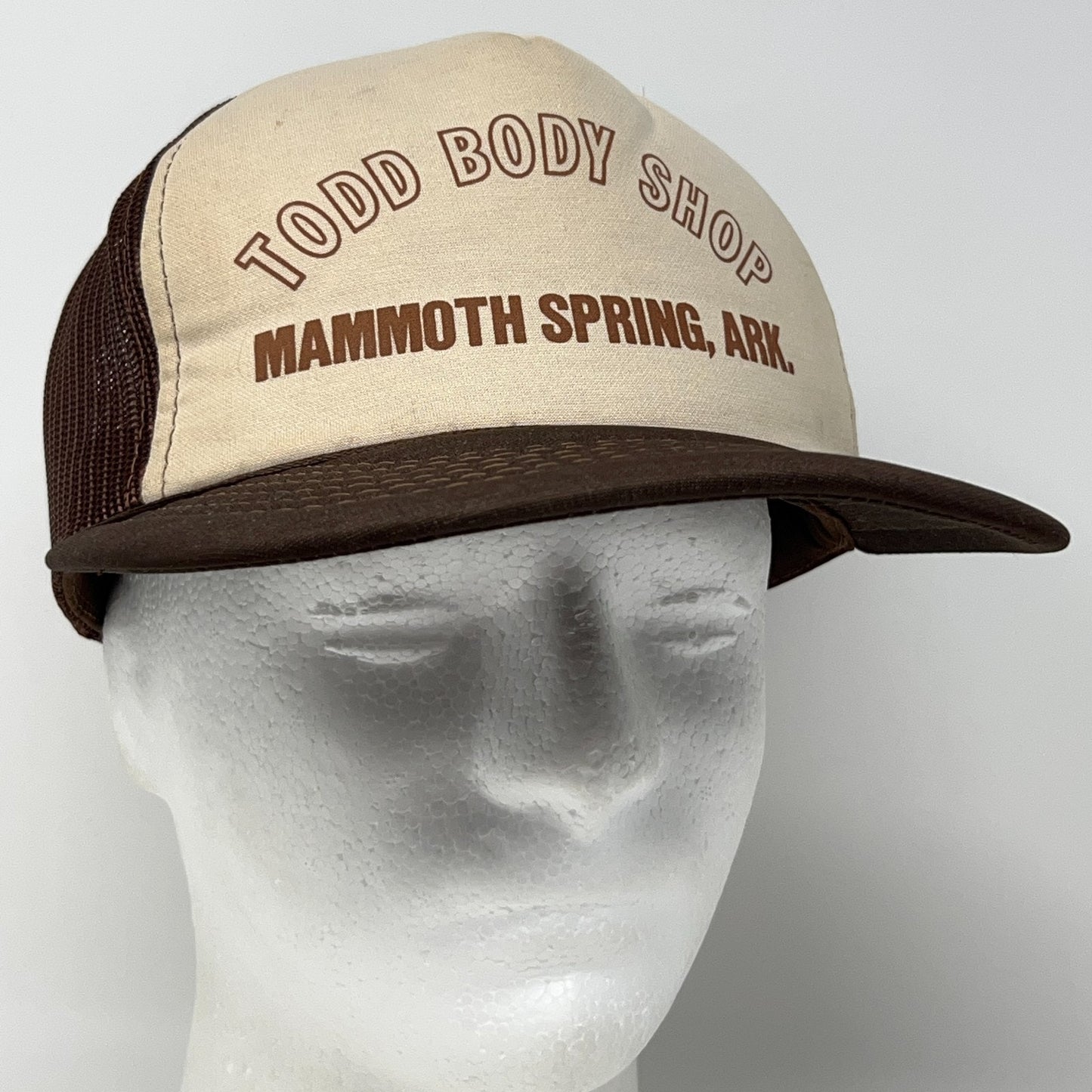 Vintage 80s Todd Body Shop Trucker Hat Baseball Cap Arkansas Snapback Brown