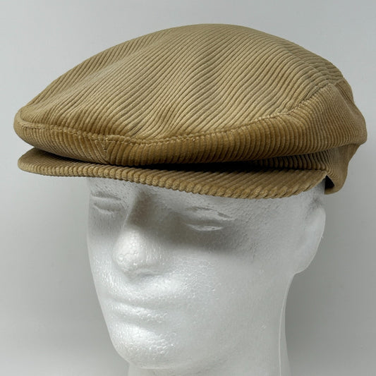 Vintage Jordache Corduroy Flat Cap Hat Newsboy Cabbie Made In USA Beige M Medium