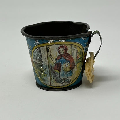 Vintage Ohio Art 1920s Tin Litho Little Red Riding Hood Child's Tea Set 3 Pieces