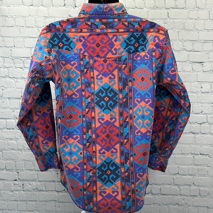 Vintage 90s Saddlebrook Western Wear Button Front Shirt Cowboy Orange M Medium