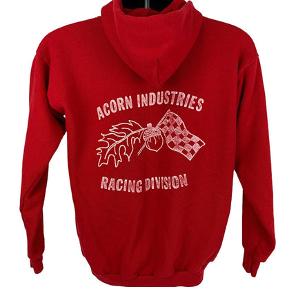Acorn Industries Racing Division Vintage 80s Hooded Sweatshirt Hoodie Red Medium