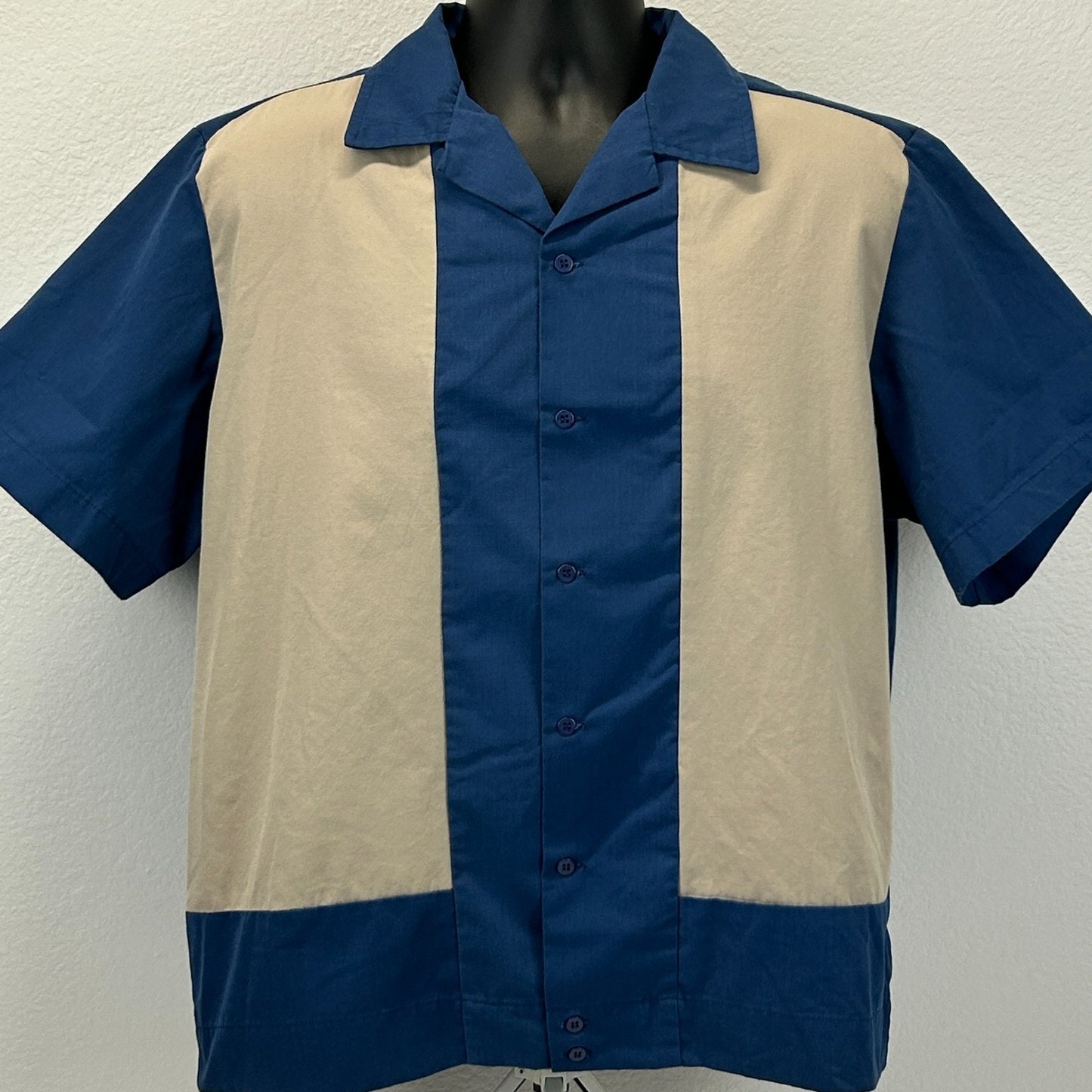 Bowl Movement Bowling Camp Shirt Button Front Bowler Toilet Hilton Blue L Large