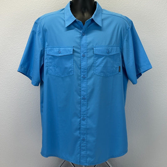 Columbia James Bay Vented Button Front Shirt Mens Large Regular Fit Fishing Blue