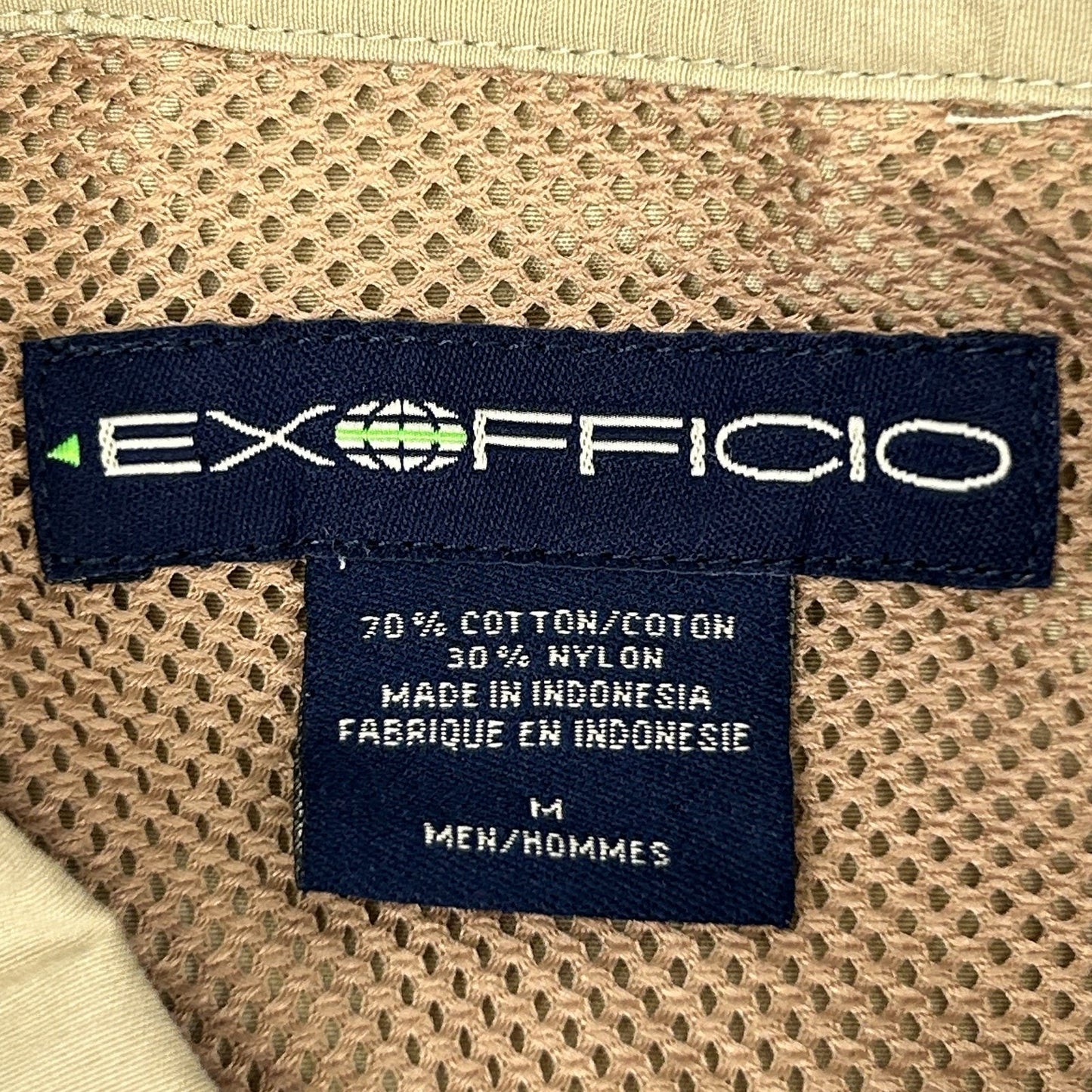 ExOfficio Button Front Shirt Hiking Hiker Fisherman Fishing Vented Beige Medium