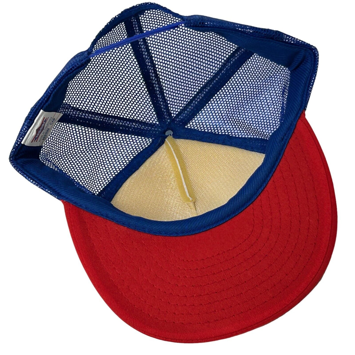 Gorra de camionero con el lema "Los trabajadores postales lo hacen toda la noche" Gorra de béisbol azul vintage de los años 90