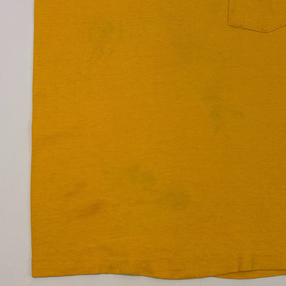 Vintage 70s Steer N Stein Stay Off Grass Drink Wine T Shirt Yellow XS X-Small