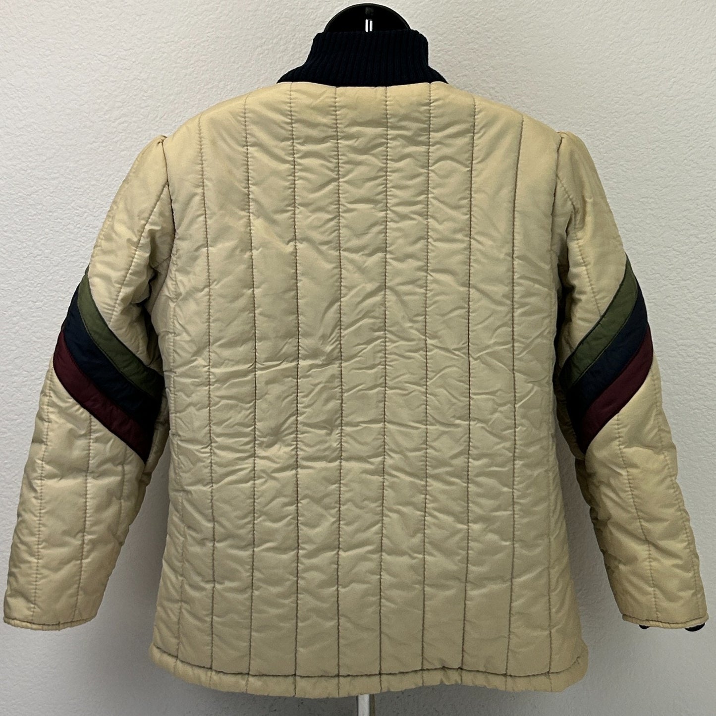 Vintage 80s Snow Weather Puffer Ski Jacket Skier Skiing Beige Womens 20 1/2