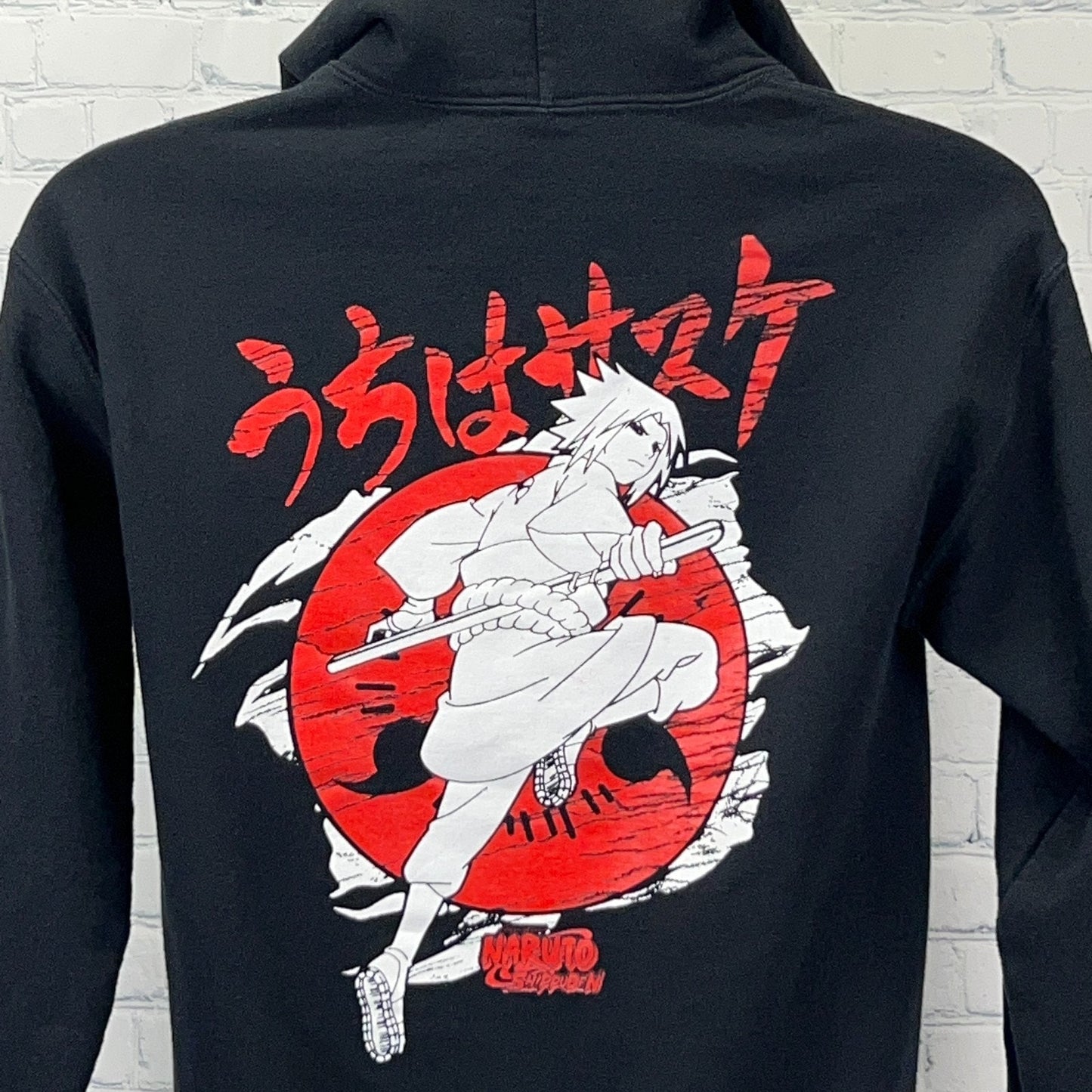 Naruto Shippuden Sasuke Hoodie S Small Black Red Anime Manga Hooded Sweatshirt