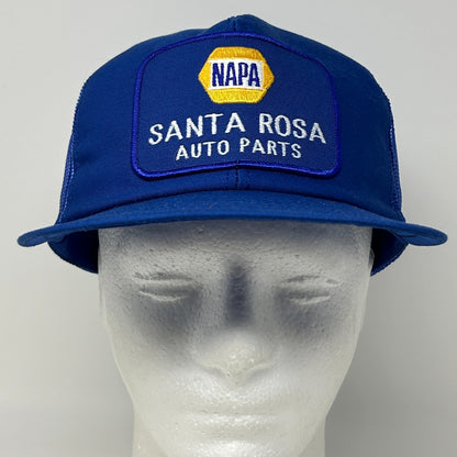 Vintage 80s NAPA Auto Parts Santa Rosa Trucker Hat Baseball Cap Snapback Blue