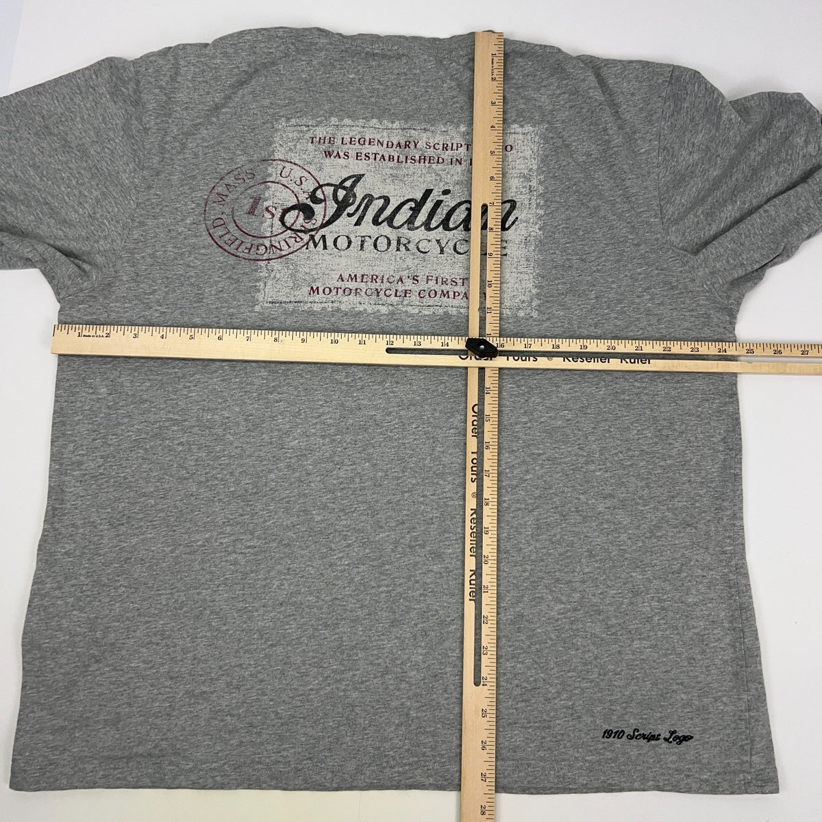 Indian Motorcycle 1910 Script Logo T Shirt XL X-Large Gray Biker Graphic Tee