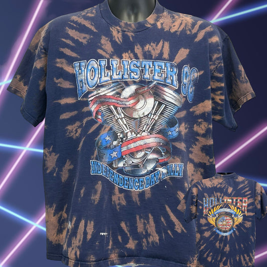 复古 Hollister Biker Rally T 恤 X-Large 90 年代 1998 摩托车 T 恤男式蓝色