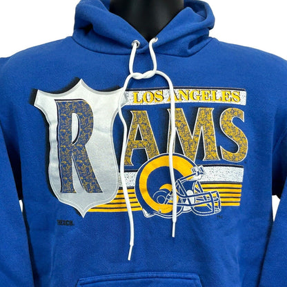 Vintage Los Angeles LA Rams Hoodie Mens Medium Blue Hooded Sweatshirt NFL USA