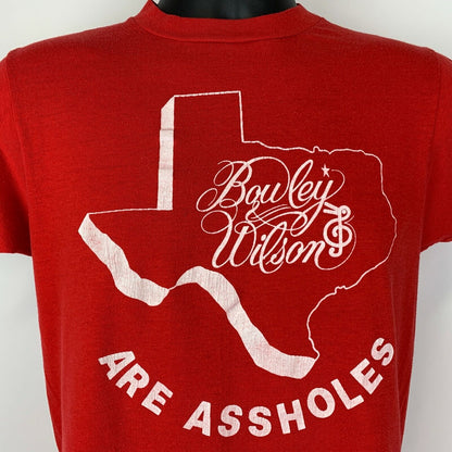 Bowley and Wilson Are A-holes Vintage 80s T Shirt Small Texas Comedy Country