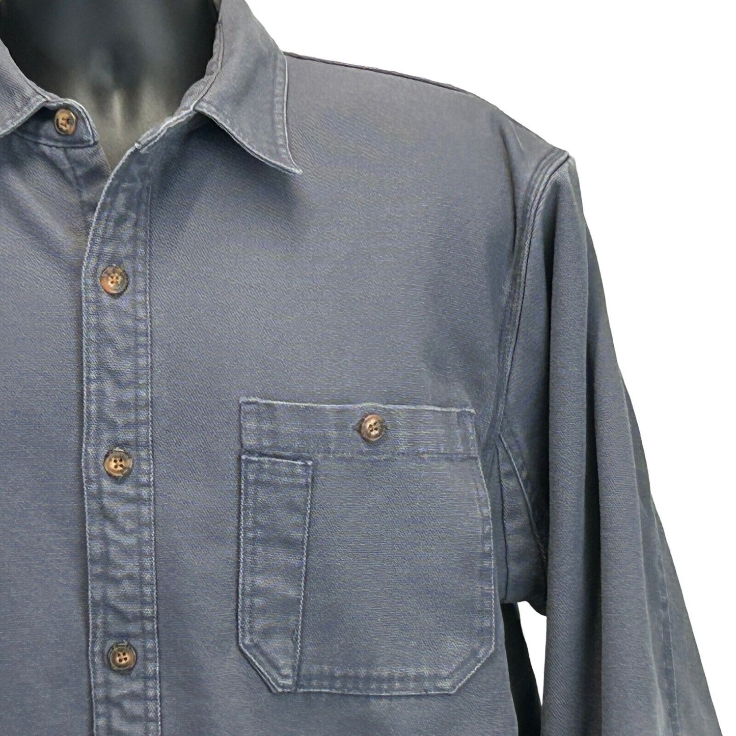 Duluth Trading Co Canvas Button Front Shirt Jacket Large Fleece Lined Mens Gray