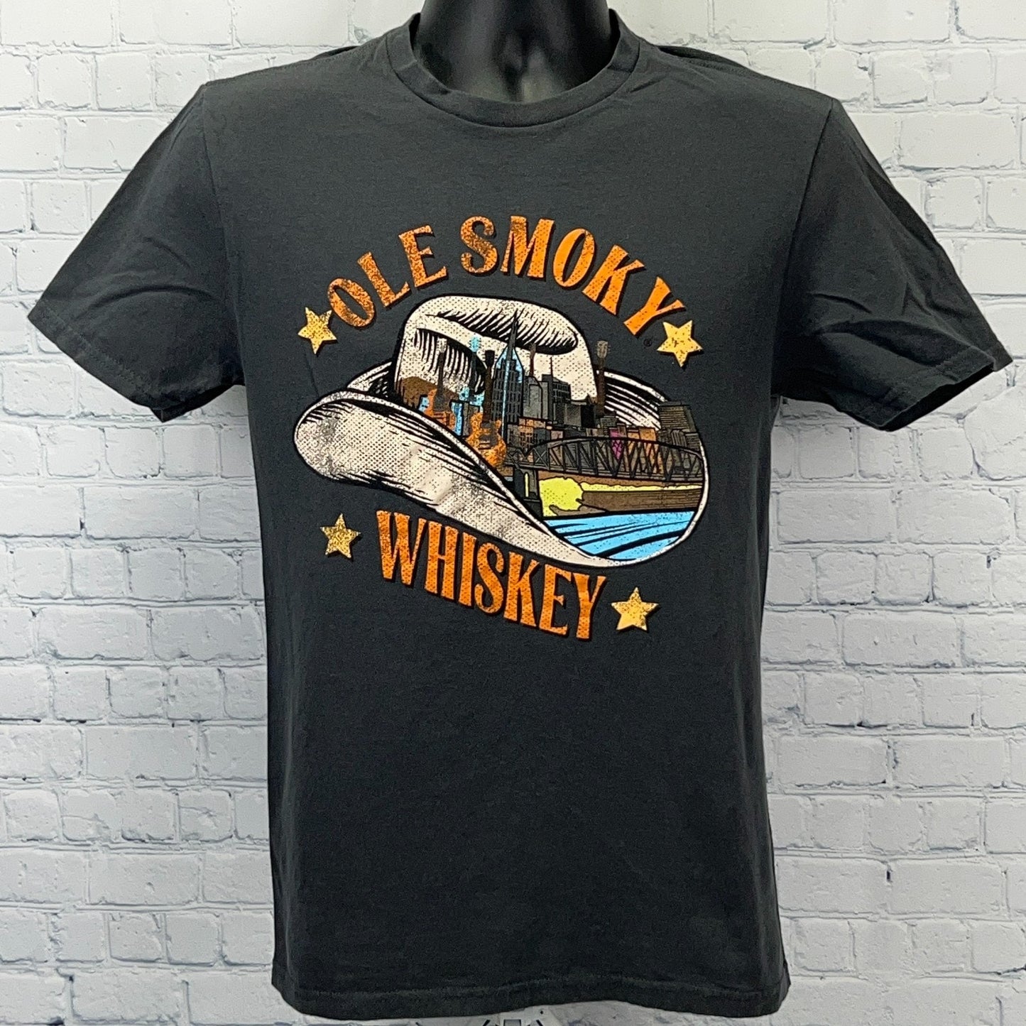 Ole Smoky Whiskey T Shirt Tennessee Liquor Cowboy Hat Gray Unisex Tee S Small