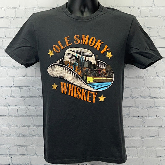 Ole Smoky Whiskey T Shirt Tennessee Liquor Cowboy Hat Gray Unisex Tee S Small