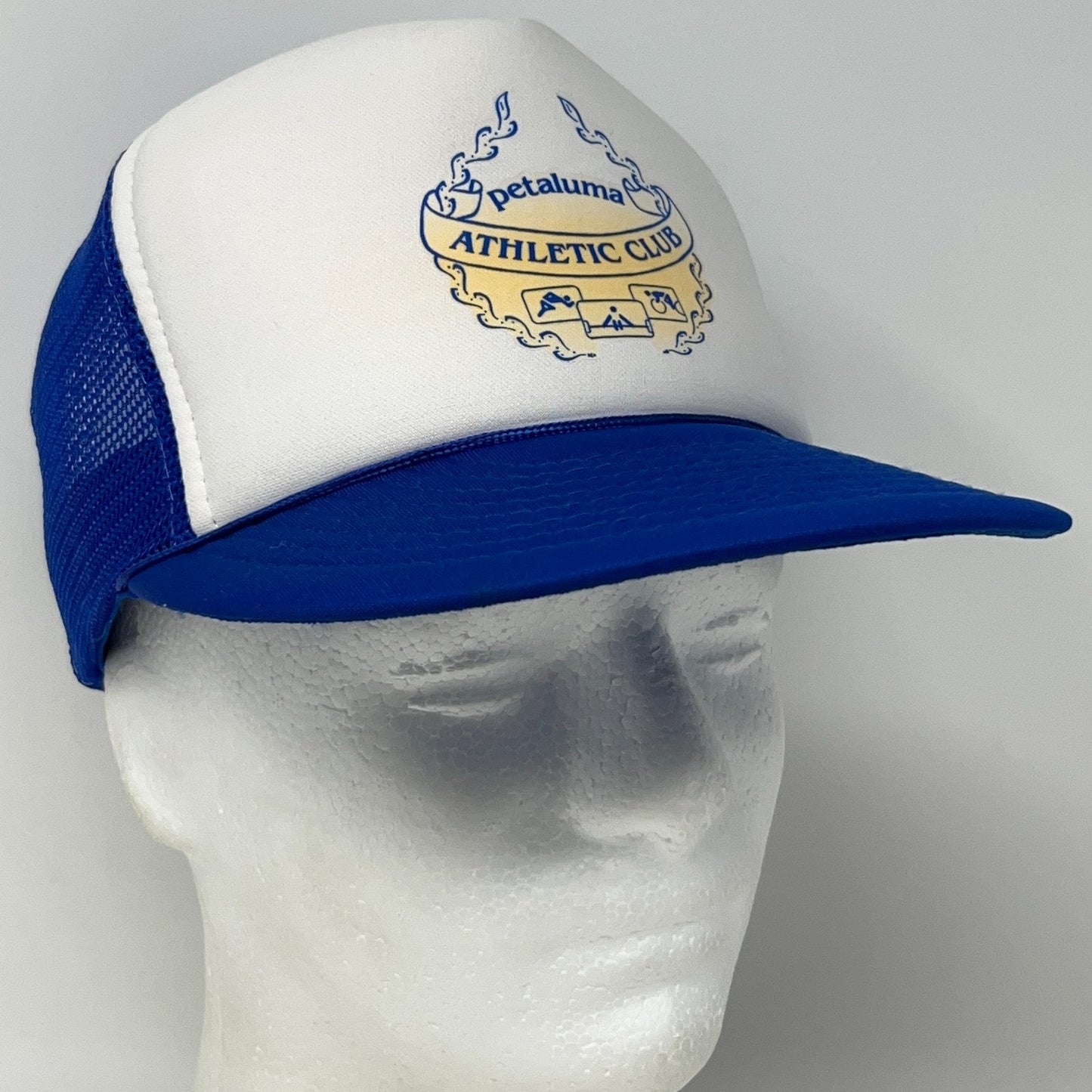 Vintage 90s Petaluma Athletic Club Trucker Hat Baseball Cap Gym Snapback Blue