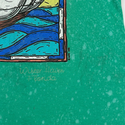 Vintage 90s Sailboat T Shirt Sailing Yachting Nautical Made In USA Green S Small