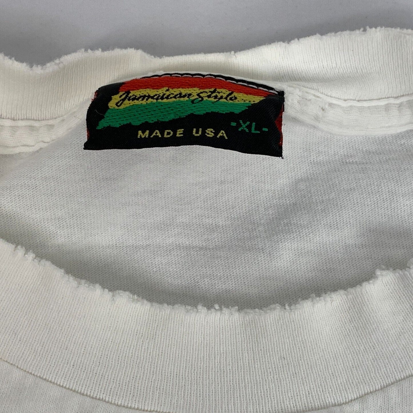 Vintage Distressed Jamaica Land of the Irie T Shirt Mens X-Large 90s Tee White