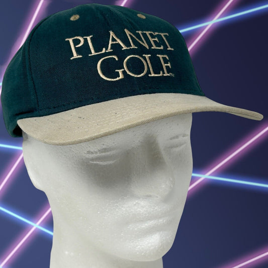 Vintage Planet Golf Baseball Hat Cap Golfing Golfer Strapback Six Panel Green