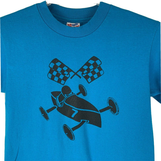 Camiseta vintage Soap Box Derby, talla pequeña, Houston, Texas, años 90, fabricada en EE. UU., para hombre, azul