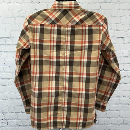 Wrangler x ATG Flannel Button Front Shirt All Terrain Gear Beige Plaid S Small