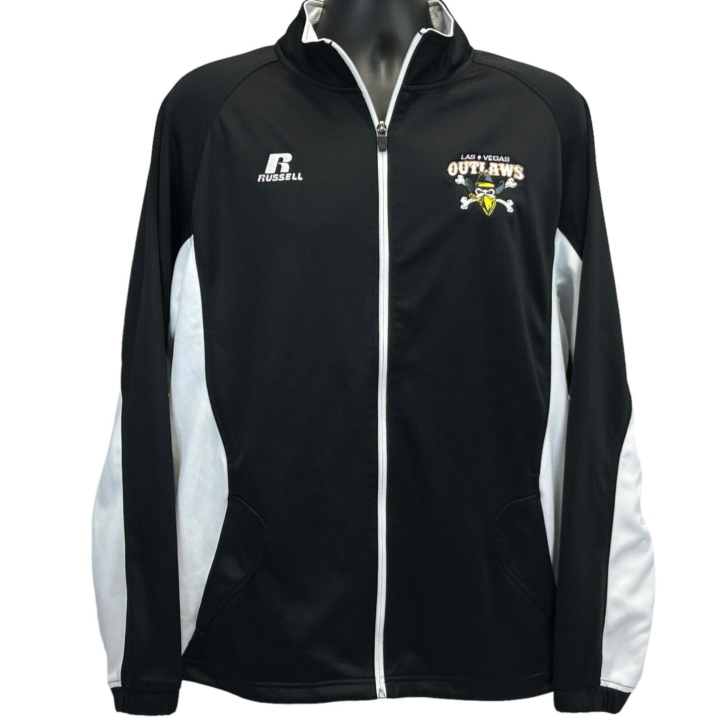 Chaqueta deportiva XFL Las Vegas Outlaws, talla grande, estilo vintage, años 2000, Russell, para hombre, color negro