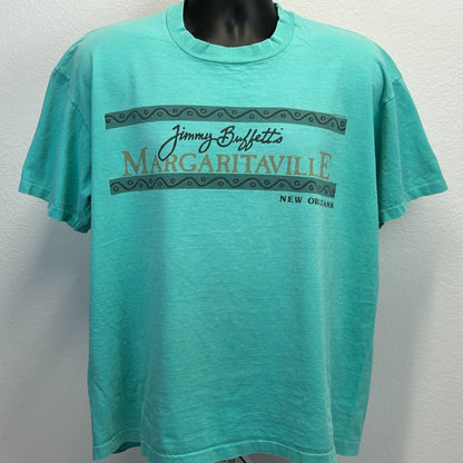 Vintage Jimmy Buffetts Margaritaville T Shirt X-Large 90s New Orleans Mens Green