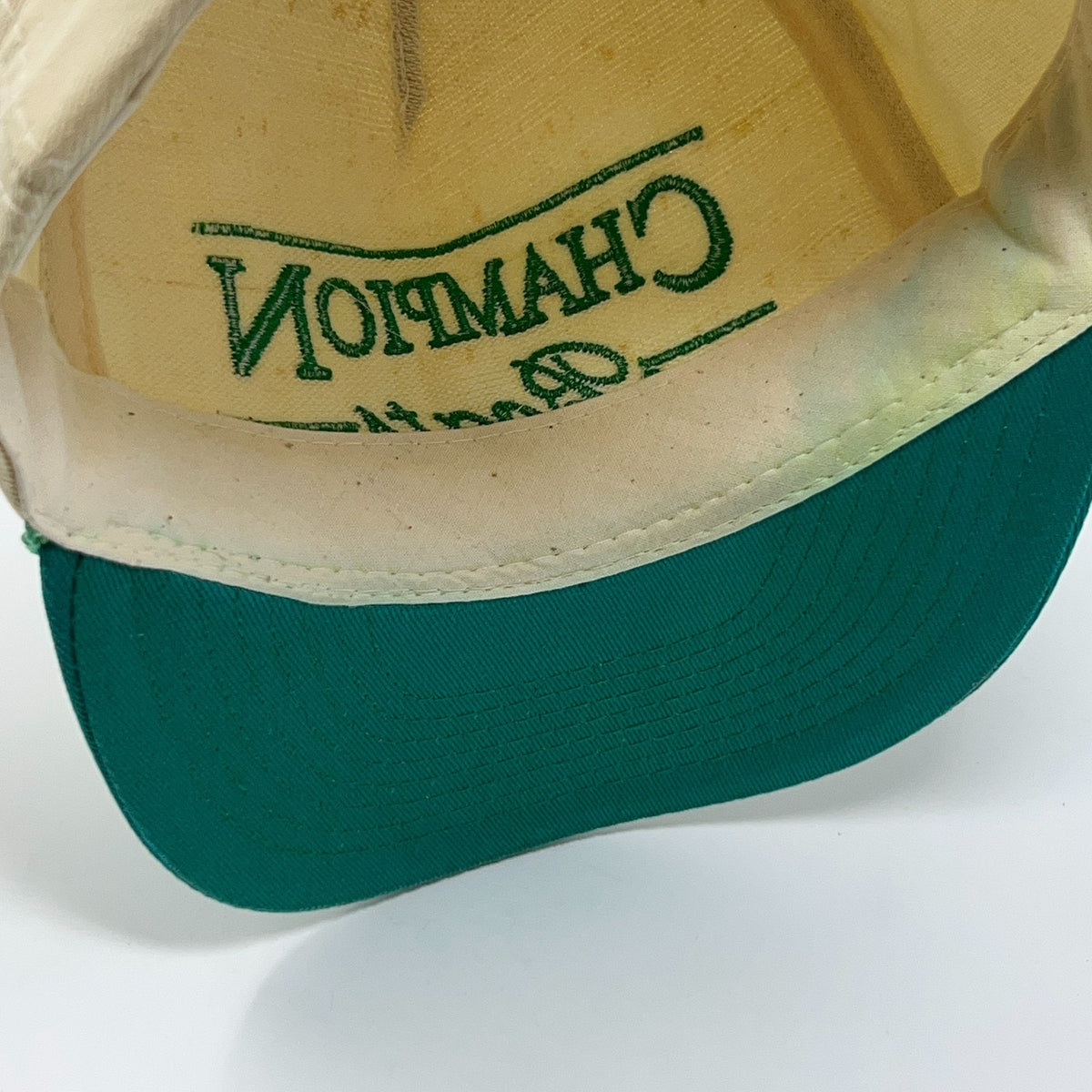 Vintage 90s Champion Boats Hat Baseball Cap Fisherman Fishing Snapback Beige