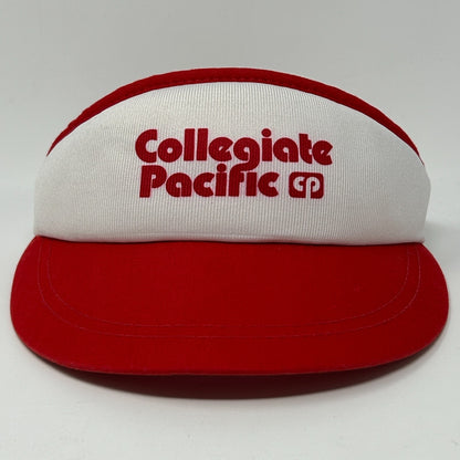 Vintage 80s 90s Collegiate Pacific Visor Hat Cap CP Logo Strapback White
