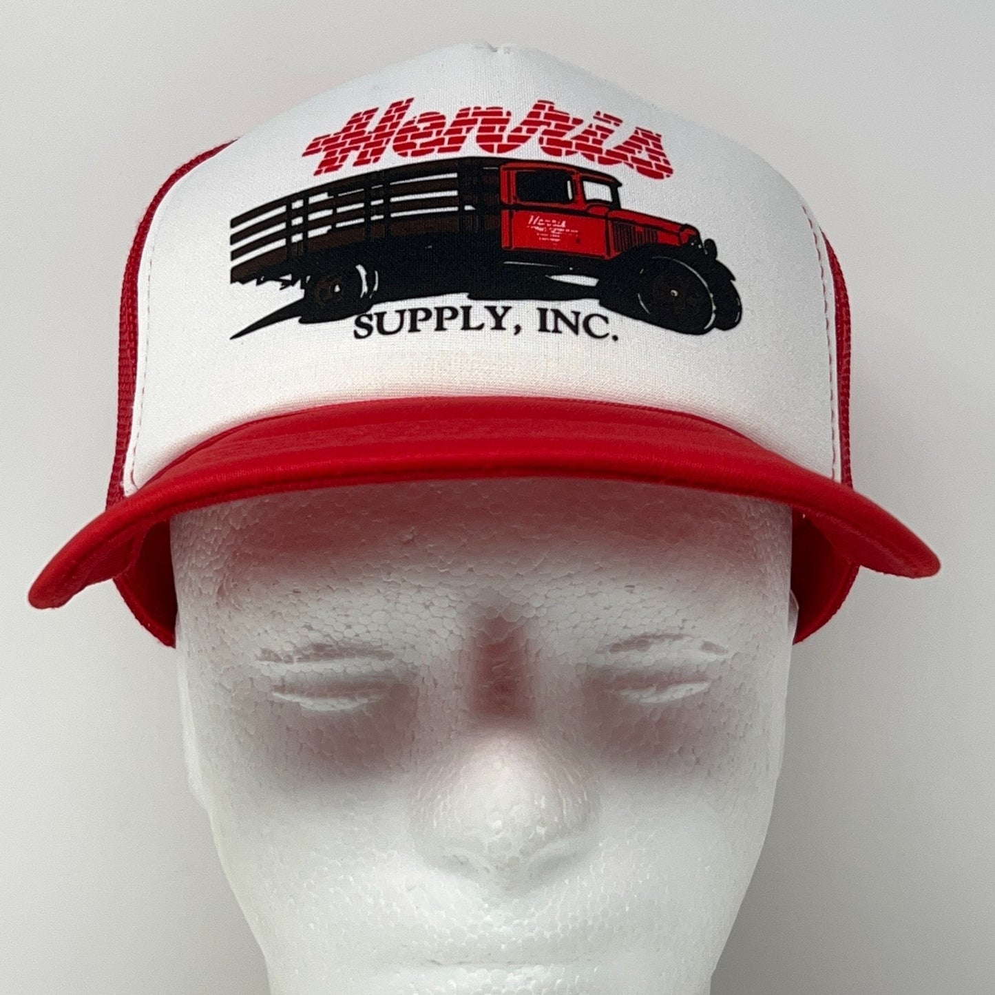 Vintage 80s Henris Supply Inc Trucker Hat Baseball Cap Petaluma Snapback Red