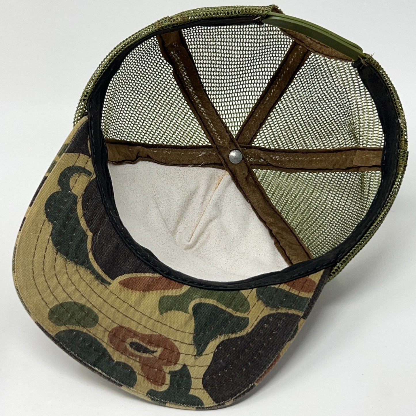 Vintage 80s Lone Star Beer Trucker Hat Baseball Cap Camouflage Snapback Green