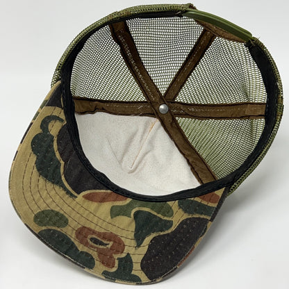 Vintage 80s Lone Star Beer Trucker Hat Baseball Cap Camouflage Snapback Green
