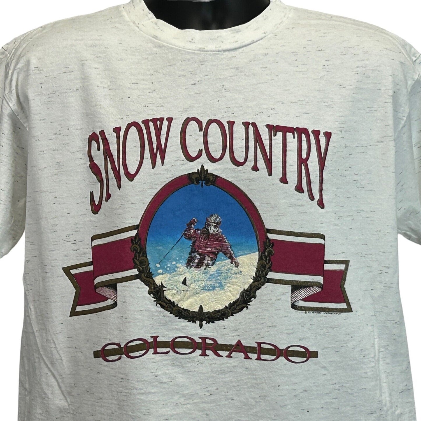 Snow Country Colorado Skiing Vintage 90s T Shirt Skier Made In USA Tee Large