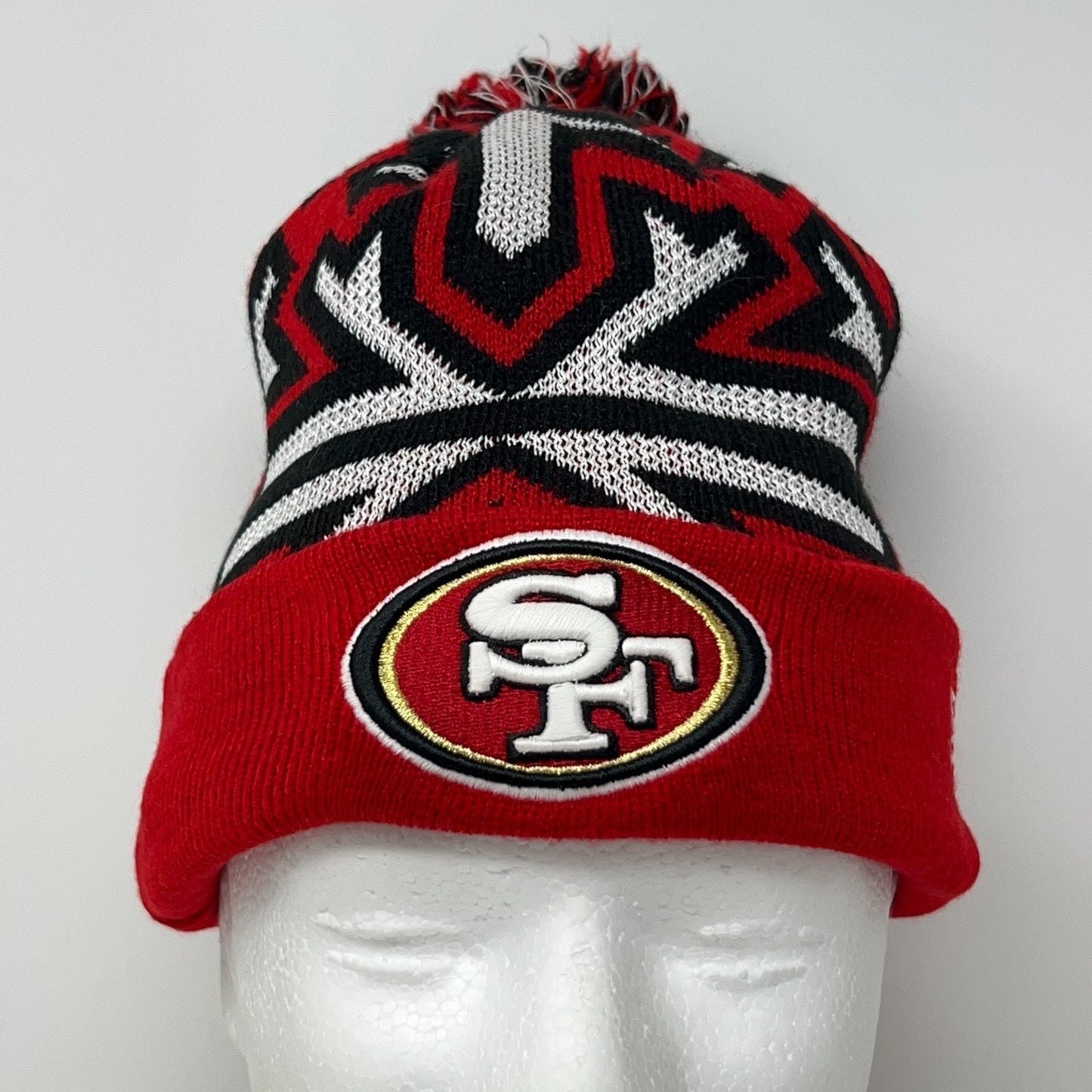 San Francisco SF 49ers Cuffed Pom Pom Beanie Toque Winter Hat NFL New Era Red