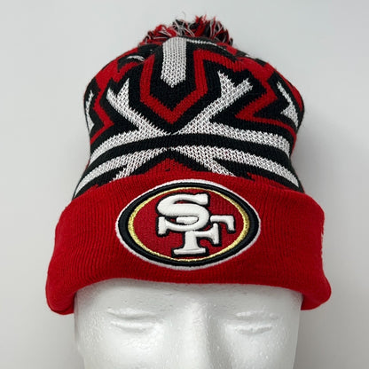 San Francisco SF 49ers Cuffed Pom Pom Beanie Toque Winter Hat NFL New Era Red