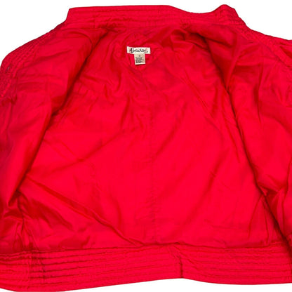 Abraxas Womens Vintage 80s Jacket Large Puffy Shoulder Pads Windbreaker Pink Red