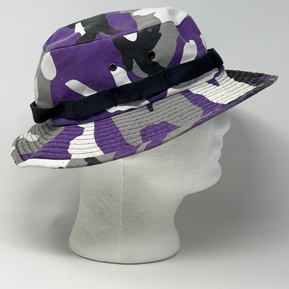 Camouflage Bucket Hat Purple Military Army Camo Fishermans Hat Pail Hat S-M