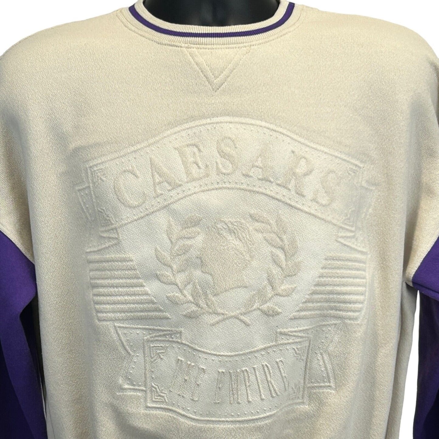 Caesars Palace Las Vegas Vintage Sweatshirt Small 90s Casino USA Made Mens Ivory