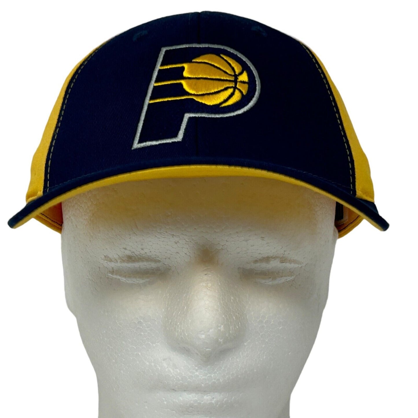 Gorra de béisbol Lucas Oil de los Indiana Pacers, color amarillo y azul, con correa trasera de baloncesto de la NBA